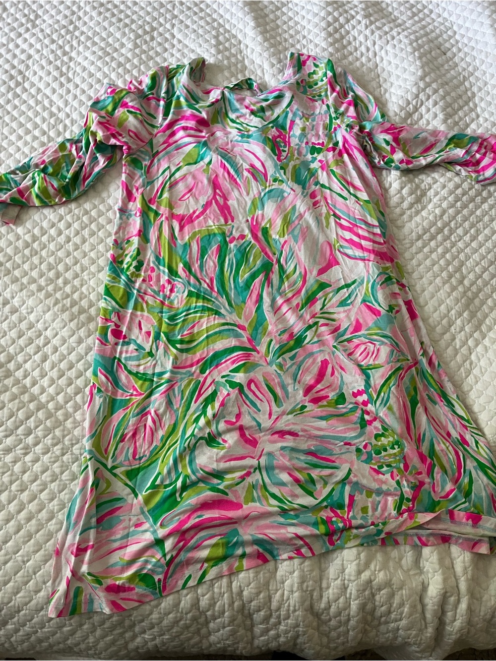 Women Pink & Green Tropical Print Dress